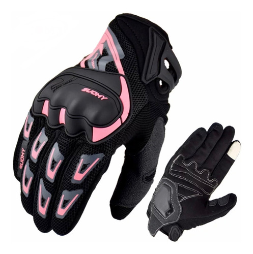 Guante Motocicleta Mujer Rosado Suomy Talla M 