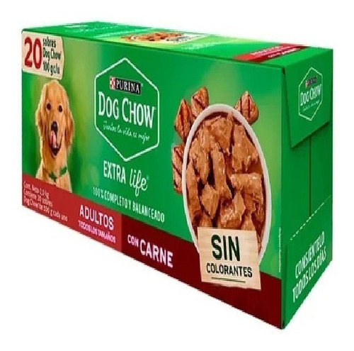 Caja De 20 Sobres Para Perro Purina Dog Chow Adultos De 100g