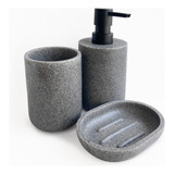 Set Dispenser Jabon, Vaso, Jabonera Baño Simil Granito Muett