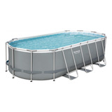 Piscina Estrutural 13430l Oval + Capa+escada+filtro 110/220v Cor Cinza 110v