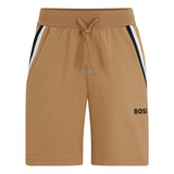 Shorts Boss De Hombre En Felpa De Algodón Con Cinta De Rayas