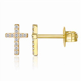 Aros Cruz Circones Plata 925 Gold