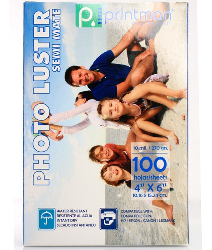 Papel Printman 4x6 Lustre Semimate 100h 10mil 270g