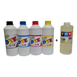 4 Litros Tinta Uso Dye Para Eps Hp Bro + 1 Solucion Limpia