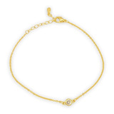 Pulsera Punto Luz Circon Plata S925 Baño En Oro Caja Regalo