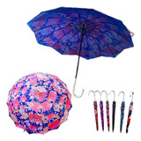3 Paraguas Sombrillas Doble Forro Grande 16 Varillas Bastón