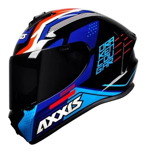 Capacete Axxis Draken Cougar Preto Azul Vermelho Tamanho Do Capacete 64-xxl