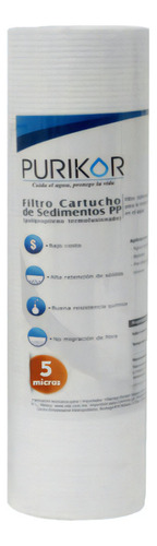Filtro Cartucho De Polipropileno Termofusionado 4.5x10x5 Color Blanco