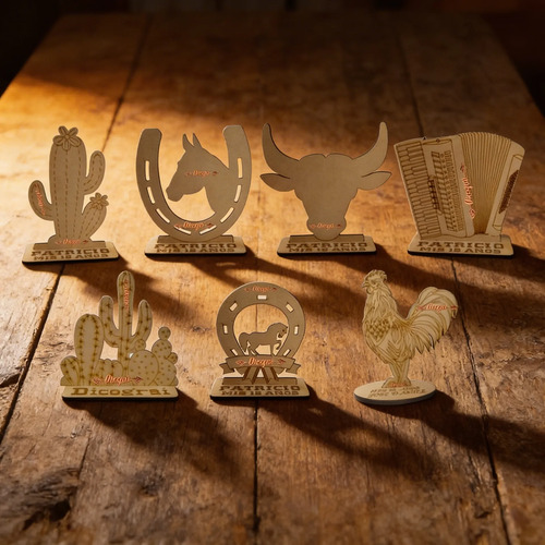 Centro De Mesa Vaquero Personalizado 20cm Mdf 10pz