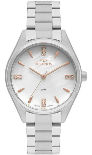 Relogio Technos Feminino Prata E Rose Pequeno 2036mkr/1b