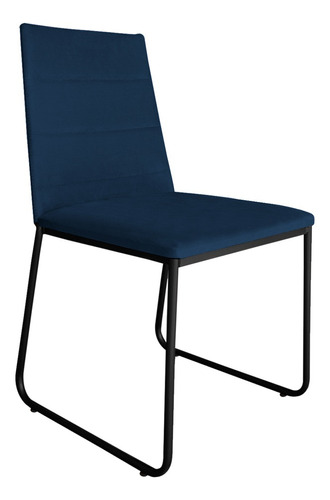 Cadeira De Jantar Lille Base Metal Preta Estofada Veludo