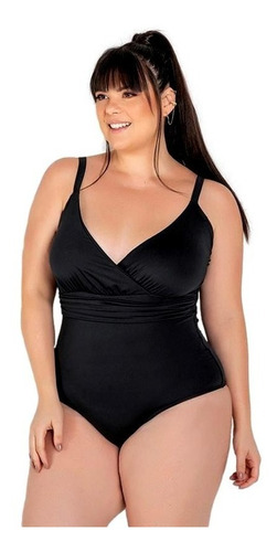 Maio Plus Size Praia Piscina Feminino Transpassado Com Faixa