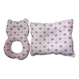 Kit Almofada P/ Bebe Conforto Travesseiro Grande Coroa Rosa