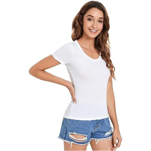 3x Polera Mujer Básica Manga Corta Algodón Premium Camiseta