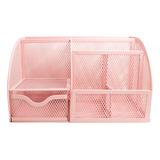 Organizador Cajon Malla Mesh Rosa Escritorio Oficina Sablon