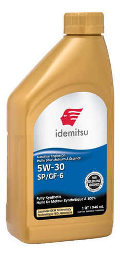 Idemitsu Aceite Motor 5w30 100% Sintetico; 2.838 Lt