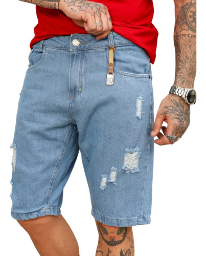 Shorts Masculino Jeans Rasgado Qualidade Premium De Fábrica!