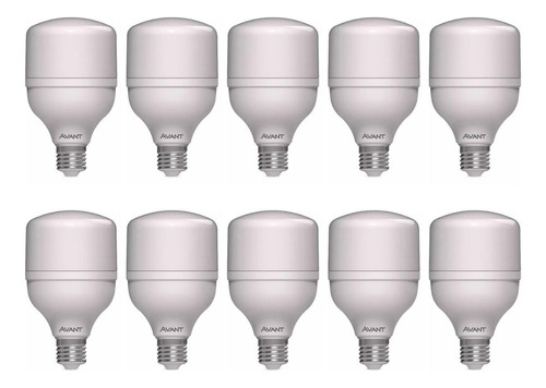 Kit 10 Lâmpada Led 20w Bulbo E27 Branco Quente 3000k Avant Luz Branco-quente Bivolt