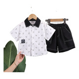 Camisa Branca Para Crianças+shorts Pretos, Frete Grátis