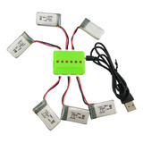 Bateria De 6 Unidades De 3,7 V 380 Mah Com Carregador 6 Em 1