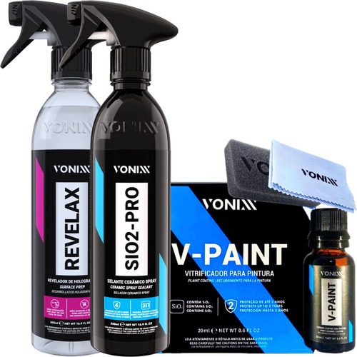 V-paint 20ml Vitrificador Automotivo + Sio2 Pro + Revelax