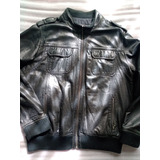 Chamarra Calvin Klein Xl Hombre Negro Piel 100% Leather