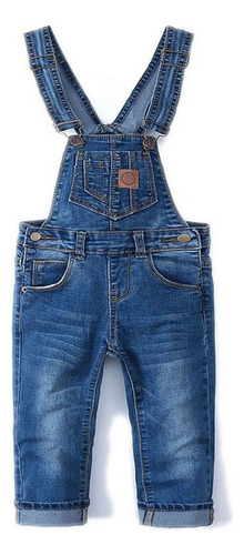 Overol De Denim Regulable Color Azul Para Niños