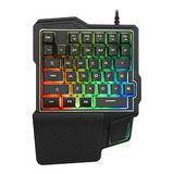 Teclado Gamer Una Mano Retro Iluminado Colores Usb Una Mano