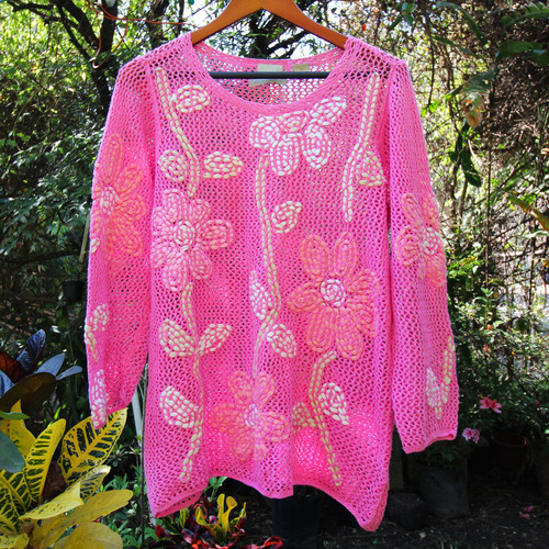 Top Tejido De Malla Rosa Floral Sigrid Olsen 