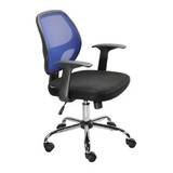 Silla De Oficina Ejecutiva Ergonómica C/ Brazos Negra Y Azul