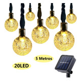 Guirnalda De 20 Luces Solares Led Impermeables P/ext. 5 M