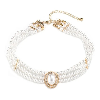 Gargantilla De Perlas Y Zirconias Incrustadas Joyeria Mujer Dorado