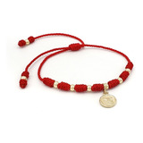 Pulsera 7 Nudos Hilo Rojo San Miguel Oro Laminado 18k