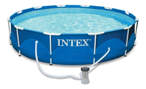 Alberca Estructural Redondo Intex 28211 Con Capacidad De 1718 Galones De 3.66cm De Largo X 3.66cm De Ancho De 12 Ft De Diámetro  Azul