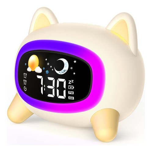 Despertador Infantil De Gato Con Luces Nocturnas Para Niños