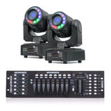 2 Moving Head Spot Led 60w 8 Cores Fita De Led + Mesa Dmx 110v/220v