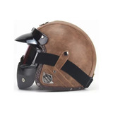 Casco Cafe Racer 3/4 De Piel Retro Clásico Be A Tough Guy