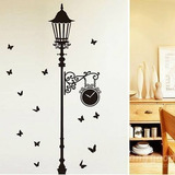 Vinil Decorativo Farola Con Reloj Y Mariposas 1 Mt Alto