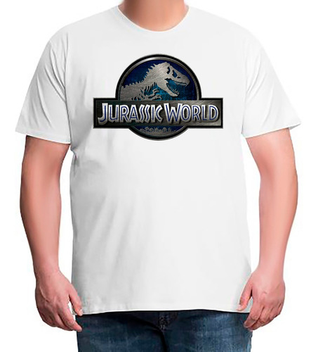 Camiseta Plus Size Jurassic Park Dinossauro Dino Azul Escuro