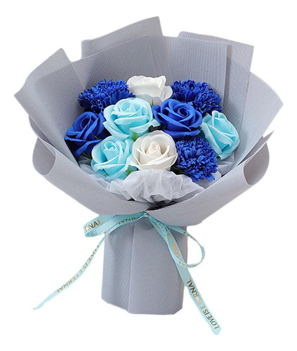 Ramos De Rosas Con Flores De Jabón, Centro De Mesa De Azul