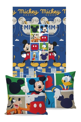 Manta Almofada Licenciada Disney 45x45 Cm Mickey 150x200 Cm