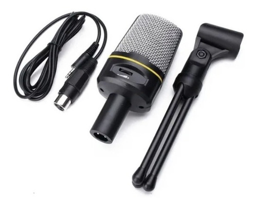 Microfono Condensador Multimedia + Tripode De Mesa Color Negro