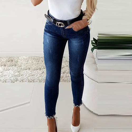 Pantalones De Lápiz De Mezclilla Delgados De Moda Para Mujer