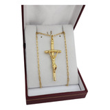 Cristo En Cruz Inri Crucifijo Collar Hombre Enchapado Oro 