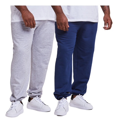 Kit 2 Calça Moletom Jogger Masculino Slim  Plus Size