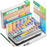 Kit De Acuarelas 36 Colores 3 Pinceles Unicos Bloc De Dibujo