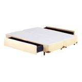 Cama Box Queen Size Gavetão Central Bege - 158x198 (bipartid