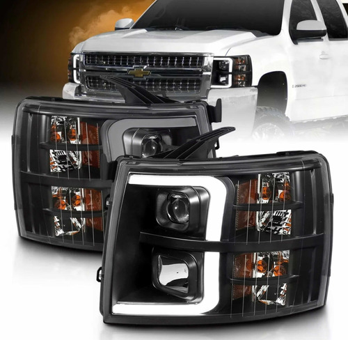 Faros Delanteros Led Smoke Chevrolet Silverado 2007-2015 Foto 2