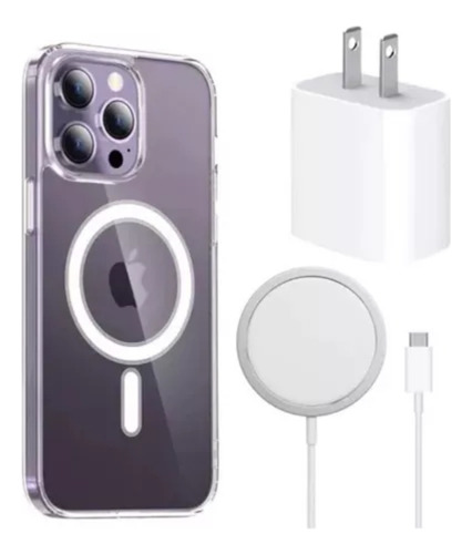 Kit Funda Magsafe + Cargador Inalambrico + Adapt 20w iPhone