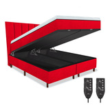 Colchão Magnético Queen 1,58x1,98 Hr Massageador 2 Controles Energia Quântica Infra Vermelho + Cama Box + Bau Cabeceira